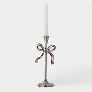 2!!!! THRESHOLD NWT coquette silver bow taper candleholders -large